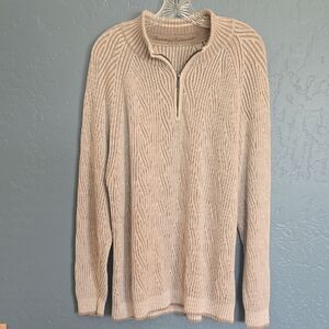 Tommy Bahama Beige Cable Knit Half-Zip Sweater